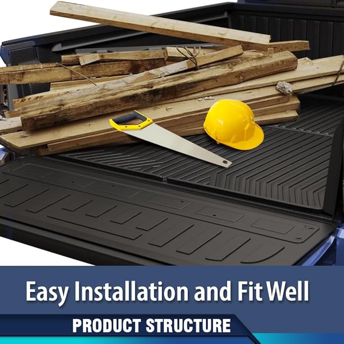 PIT66 Trunk Bed Mat Cargo Liner Compatible with Chevy Silverado GMC Sierra 1500 2500HD 3500HD 2007-2018 with 5.8 FT Bed TPE Black