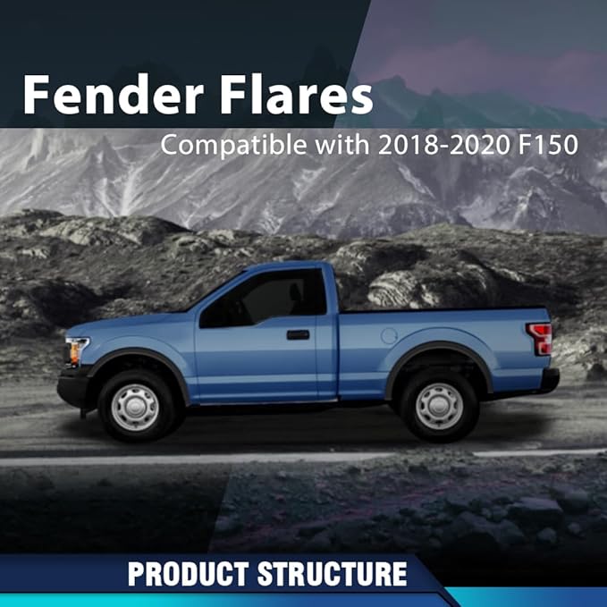 PIT66 Fender Flares Compatible with Ford F150 2018 2019 2020 Smooth Paintable Factory Style 4pcs