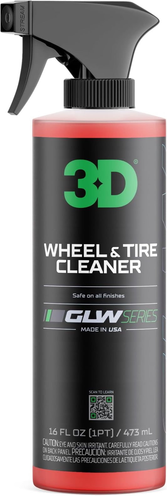 3D GLW Series Wheel & Tire Cleaner – Deep Cleaning All-in-One Formula | Removes Brake Dust, Grime, Tire Browning | Safe on All Wheels | DIY Car Detailing |16 oz