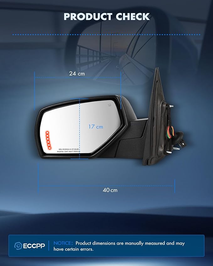 ECCPP Towing Mirrors Fit For 2014-2018 For Chevrolet Silverado 2014-2018 For GMC Sierra With Left Right Side With Power Heated Turn Signal light Puddle light Power Folding Black Texture