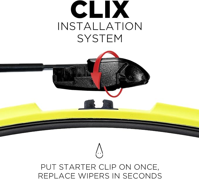 Clix Wipers - Jeep Wrangler & Gladiator (16"/16") Yellow Windshield Wiper Blades (All Wrangler & Gladiator Models), All-Weather Replacement Wipers-Set of 2, Includes Quick Connect Clips (1997-2025)