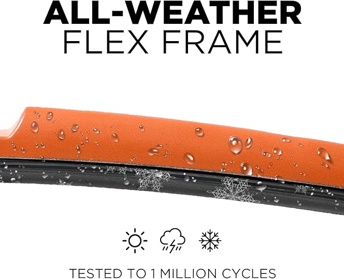ClixWipers 22" + 18" (Set of 2) Orange All Weather Premium Automotive Replacement Windshield Wiper Blades, Passenger and Driver Side Winter Wiper Blades for Various Car Models