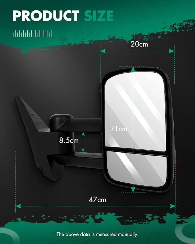SCITOO Towing Mirrors for Chevy for GMC Exterior Accessories Mirrors 2008-2013 for Silverado for Sierra 1500 2500HD 3500 (Fit 07 New Body Style) Convex Glass Manual Controlling Telescoping Folding