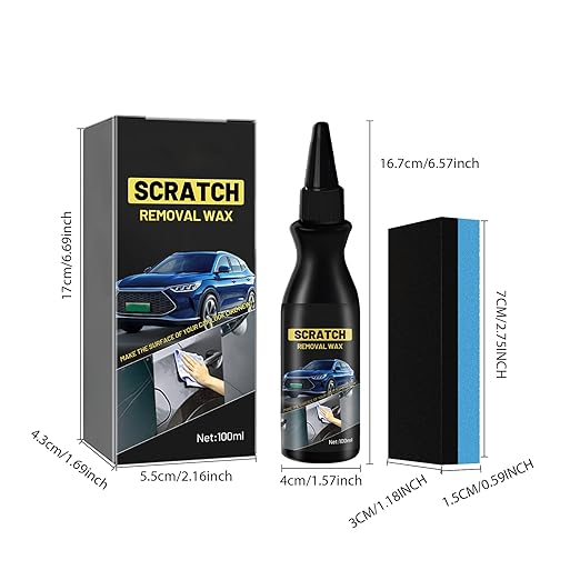 Scratch Remover for Vehicles, Upgrade Car Scratch Remover for Deep Scratches, Car Paint Scratch Repair Scratch Remover Kit with Wipe and Sponge (2pc) ﻿