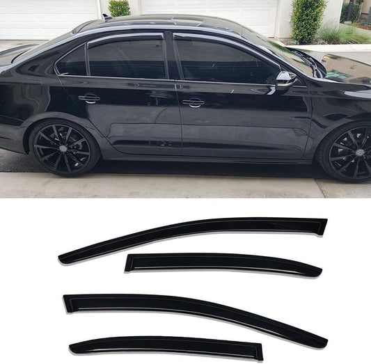 94985 Sunproof Waterproof Side Window Wind Deflector, 4pcs Protective Replacements Rain Guards Set, Window Visor fit for 2011-2018 Jetta
