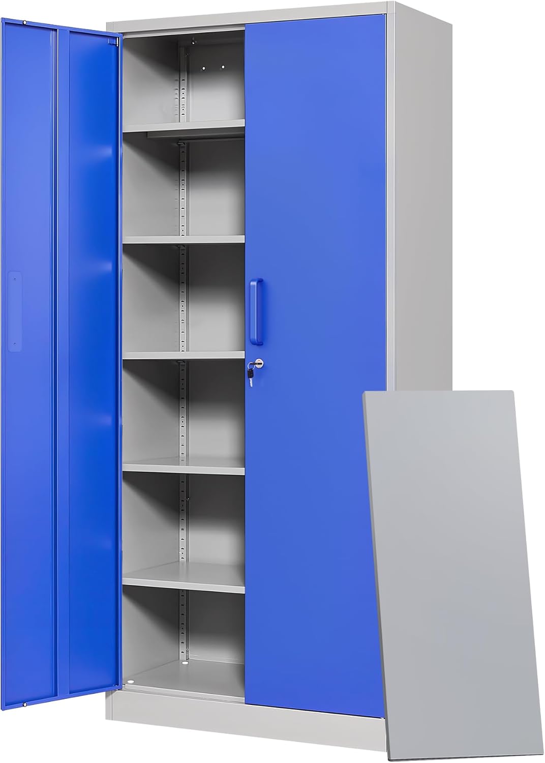 Letaya Metal Garage Storage Cabinets with Lock Door and Adjustable Shelves, Steel Tool Cabinets for Home,Office,Warehouse Organisieren (Blue Gray)