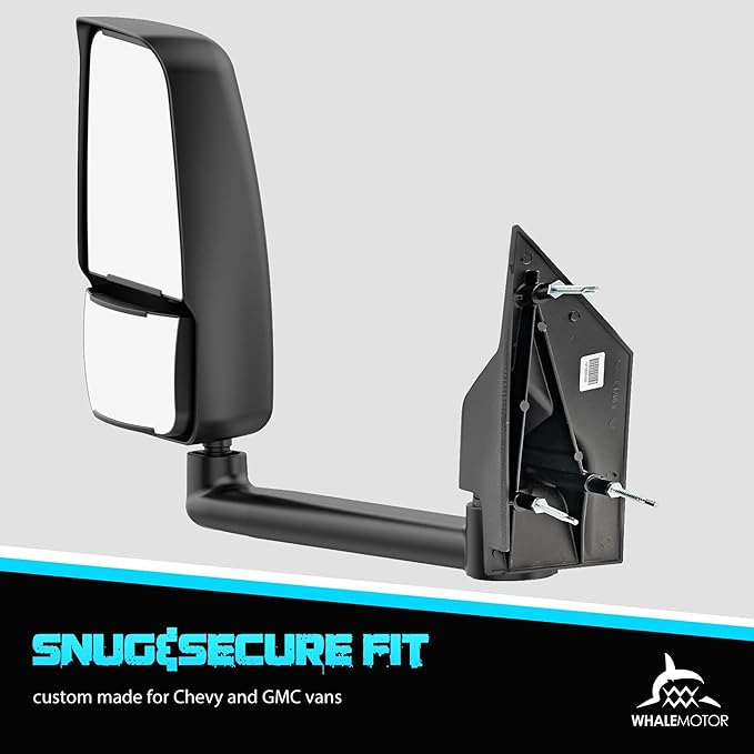 Tow Mirrors Compatible with Chevy Express GMC Savana 2003-2019 1500 2500 3500, Manual Folding Towing Van Side Mirrors Replacement, Set of Left&Right Side