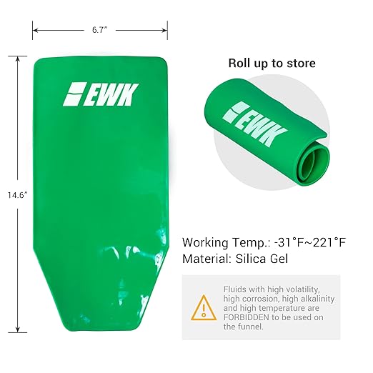EWK Flexible Oil Funnel, Spill-Free, Reusable Moldable Funnel for Clean Oil Changes, Car & Motorcycle Maintenance, Coolant & Fluid Draining, Easy Store Roll-Up Design