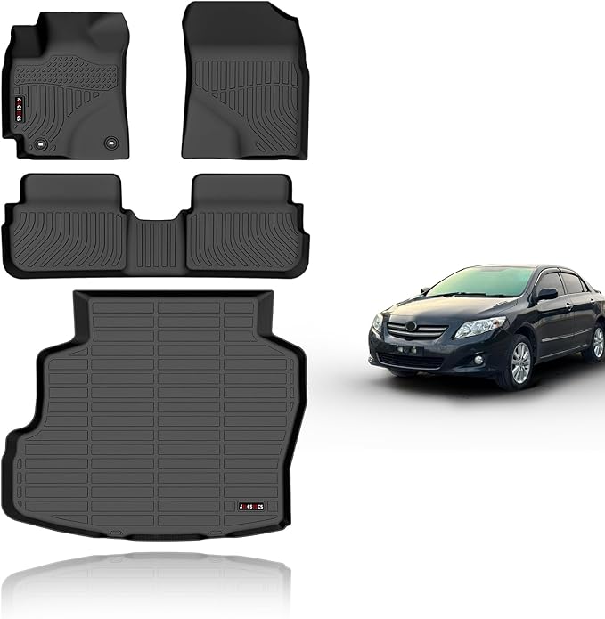 KELCSEECS Floor Mats & Cargo Liner for 2009 2010 2011 2012 2013 Corolla only Sedan All Weather Car Mats Automotive Trunk Mat Corolla Floor Mats Cargo Mat Accessories