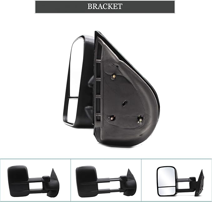 ReYee Towing Mirrors fit for 2007-2014 Chevy Silverado 1500 2500 3500 Suburban Avalanche Tahoe GMC Sierra Yukon Tow Mirrors with Manually Adjustment Manual Folding Telescoping Black Cap