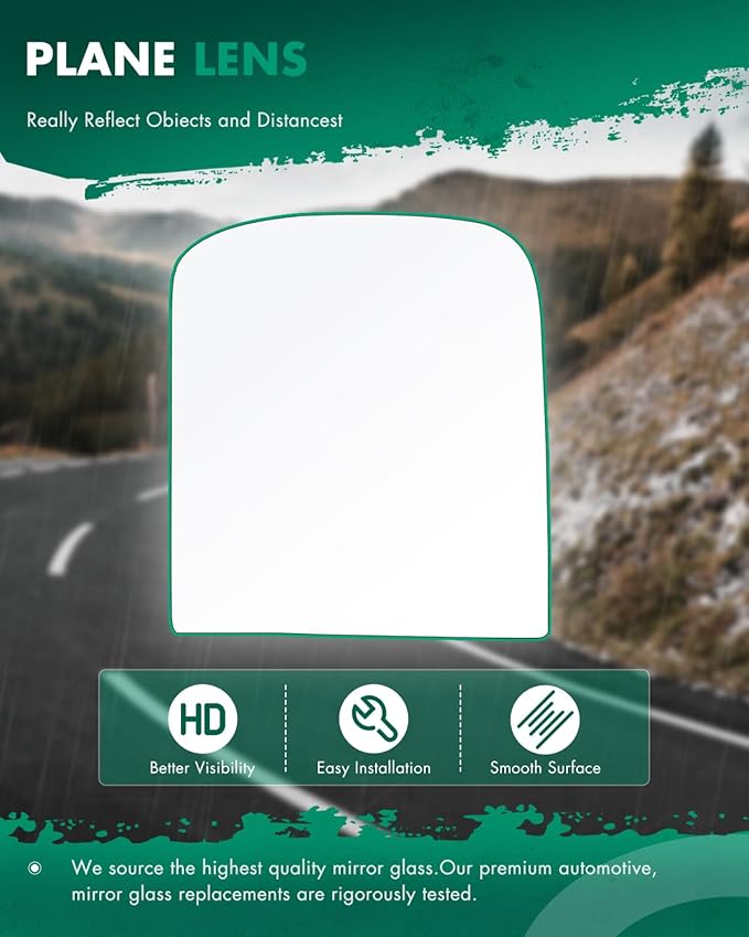 SCITOO Upper Flat Towing Mirror Glass Replacement with Right Passenger Side Mirror Lens Compatible with 1988-1998 For Chevy/For GMC C1500/K1500 1988-2000 For Chevy/For GMC C2500/K2500/K3500