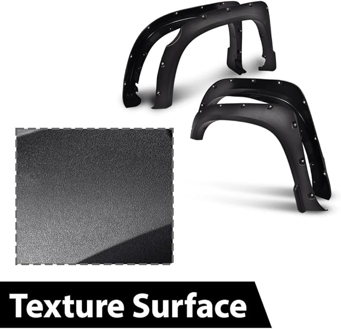 DOTCOM Fender Flares,Compatible with 2014-2021 Toyota Tundra,Wheel Arch Cover Trim Fender Splash Shield,Black Paintable Matte Pocket Textured Riveted Style 4PCS
