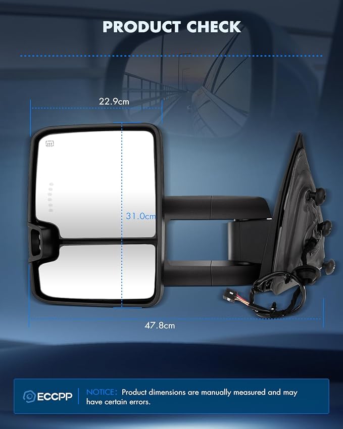 ECCPP Tow Mirrors Towing Mirrors fit for 2014-2018 for Chevy for GMC 1500 2015-2019 for Chevy for GMC 2500 HD 3500 HD with Left Right Side Power Adjusted Heated Turn Signal Light with Black Housing