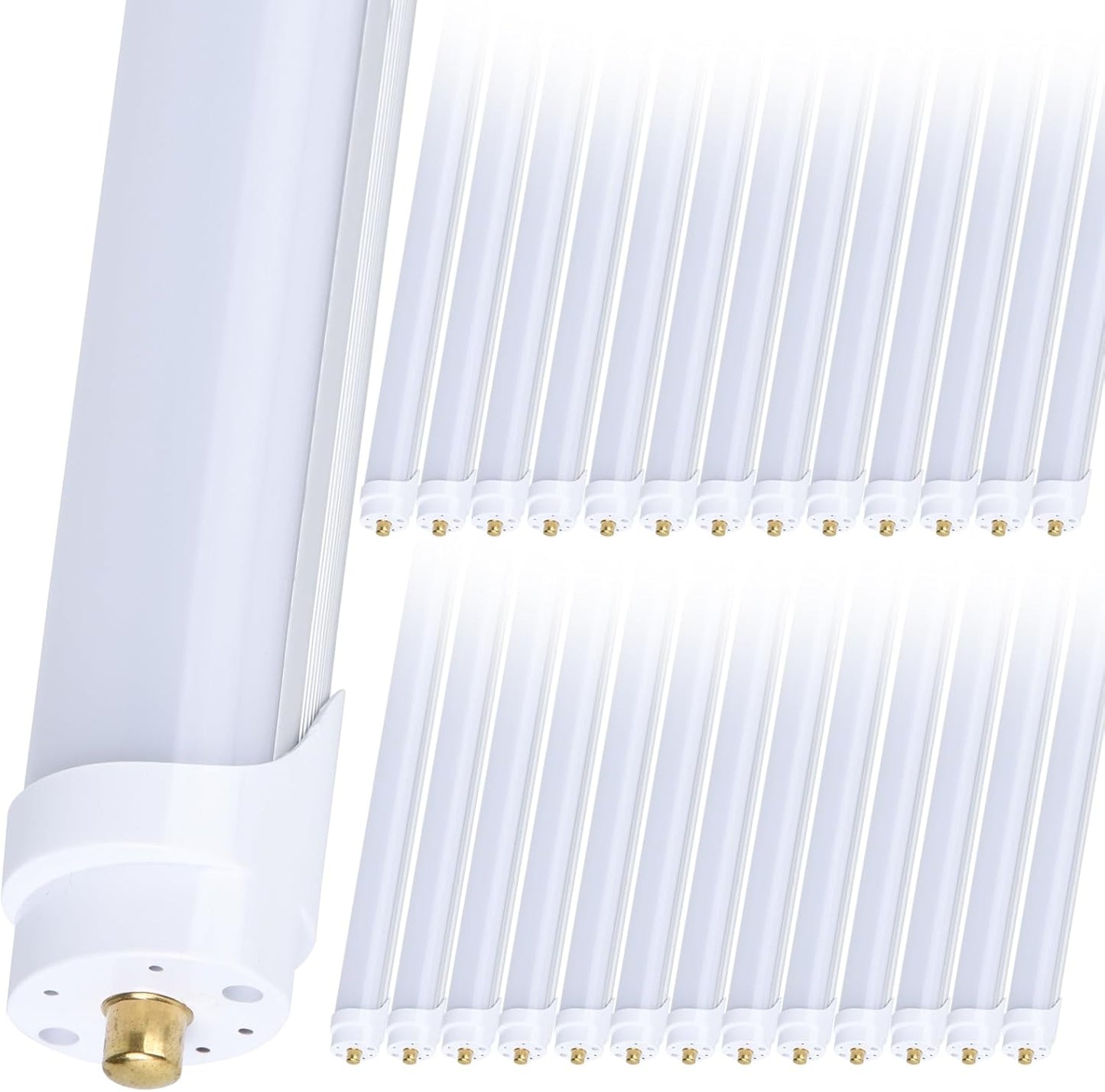 25-Pack, 8 Foot LED Bulbs, 100W 15000lm 6000K Cold White, Super Bright, T8 T10 T12 LED Tube Lights, FA8 Single Pin LED Lights, Frosted Cover, 8 Foot LED Bulbs to Replace Fluorescent Light Bulbs