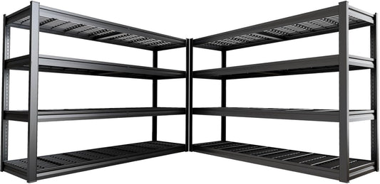 68" W Garage Shelving Unit, 68" W x 24" D x 68" H, Heavy Duty Garage Storage Shelves, 4 Tier Storage Rack Shelf, Industrial Adjustable Shelves for Basement Warehouse, 2 Pack
