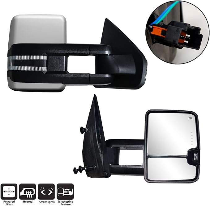 AERDM Towing Mirrors Compatible with Ford F150 2004 2005 2006 2007 2008 2009 2010 2011 2012 2013 2014 Pickup Truck Power Heated with LED Turn Signal and Puddle Light Side Mirrors Pair set Chrome