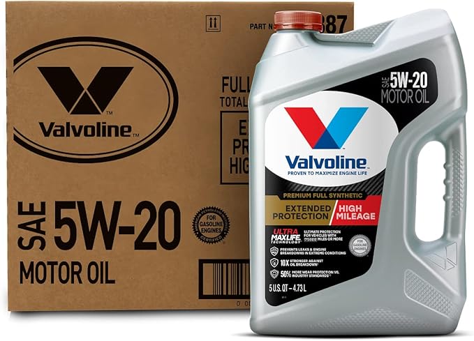 Valvoline Extended Protection High Mileage with Ultra MaxLife Technology 5W-20 Full Synthetic Motor Oil 5 QT, Case of 3