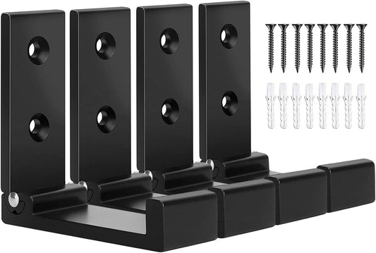 OHIYO Folding Coat Hooks 4pcs Foldable Hook Wall Mounted for Hanging Coat, Jacket, Towel Heavy Duty Wall Hooks Aluminum Alloy Fold up Hooks Headphones Holder Bearing Load 33lb (Black)