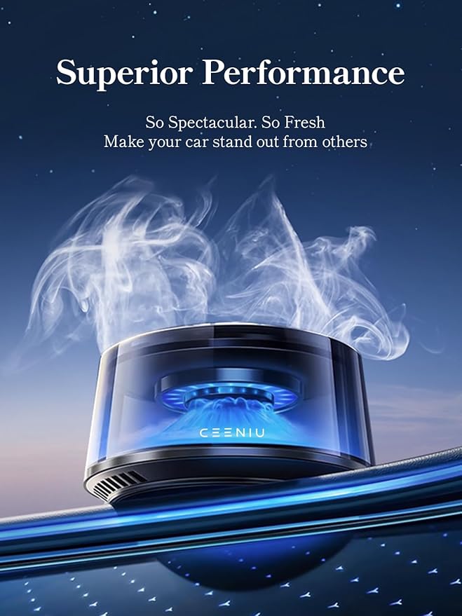 Ceeniu Smart Car Air Fresheners, Premium Scenic Fragrance Car Diffuser, Auto On/Off, Adjustable Intensity, Sandalwood Cologne & Cherry Blossom Lasts for 4 months, 2025 New CF8 Automotive Freshener