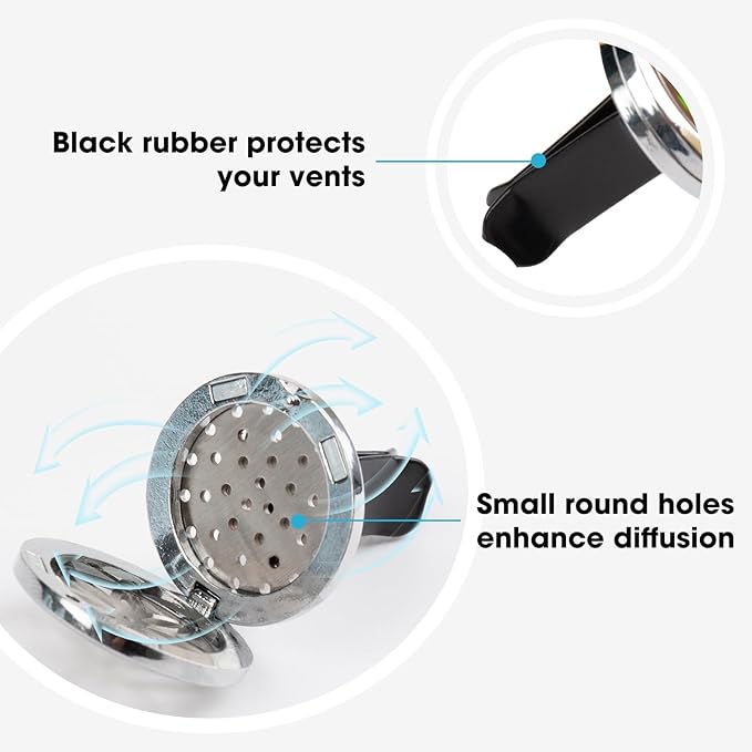 ttstar Car Diffuser Vent Clip - 30mm Aromatherapy Essential Oil, 3 Car Air Fresheners Vent Clips with 36 Refill Pads and 5 Essential Oils Gift for Women