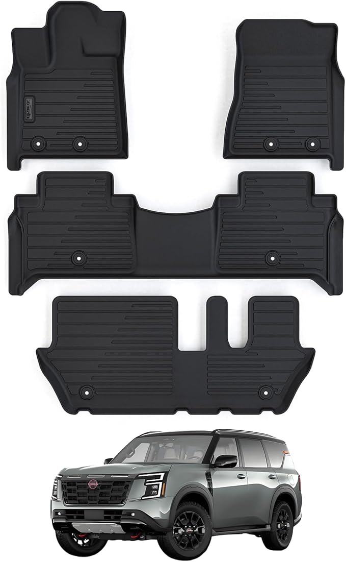 Floor Mat for Nissan Armada Infiniti QX80 2025 (Only for 8 Seats) TPE All Weather Protection Car Floor Liners Accessories