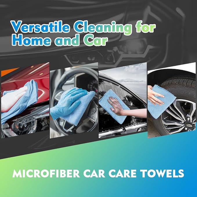 HOMEXCEL Blue Microfiber Cleaning Cloth 6 Pack 12.5 x 12.5 inch Microfiber Towels for Cars Ultra Absorbent Car Washing Cloth Lint Free Streak Free Cleaning Rags for Car, Kitchen Window