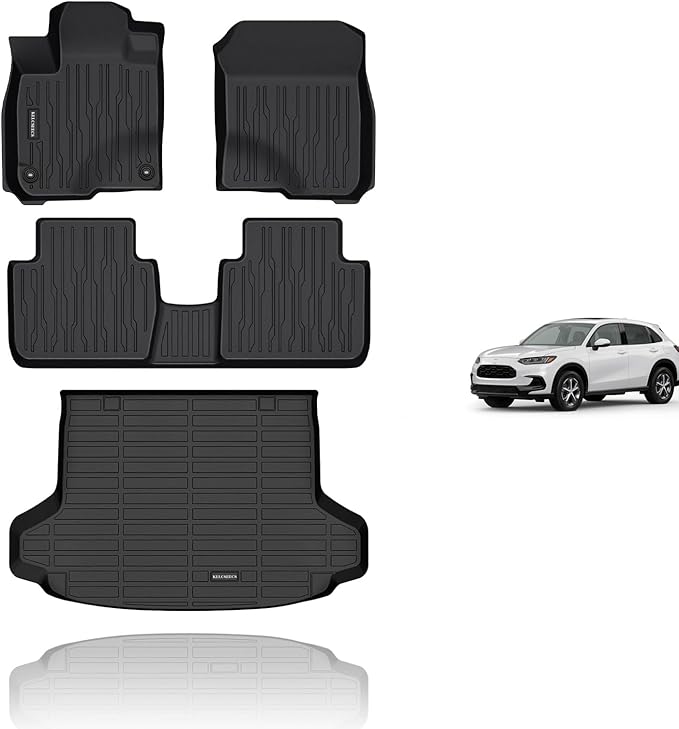 KELCSEECS Floor Mats & Cargo Liner for 2026 2025 2024 2023 Honda HRV/2026 2025 2024 2023 Honda HRV Hybrid All Weather Car Mats Trunk Liner HR-V Floor Mats Accessories Black