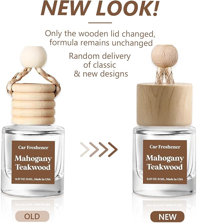 HoogaLife Car Air Freshener Diffuser 2 Pack Hanging Mahogany Teakwood Car Air Freshener for Women 45+ days Long Lasting Fragrance Made in USA (M33)