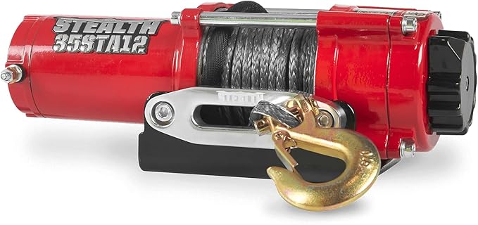 Stealth Winches 3500 lb 12V Electric Winch for ATV UTV Jeep Truck Trailer Car Towing Vehicle Recovery, Heavy Duty Off Road Winch with Remote Kit, Synthetic Rope, Hawse Fairlead & Mounting Plate