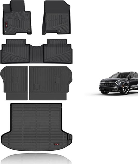 KELCSEECS® Floor Mats & Cargo Liner & Backrest Mats for 2026 2025 2024 2023 Kia Sportage Plug-in Hybrid All Weather Car Mats Floor Liners Kia Sportage PHEV Floor Mats Seatback Trunk Mats