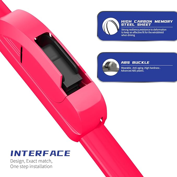 OEM QUALITY 26" + 17" Premium All-Seasons Durable Stable And Quiet Rose Red Windshield Wiper Blades (Set of 2)