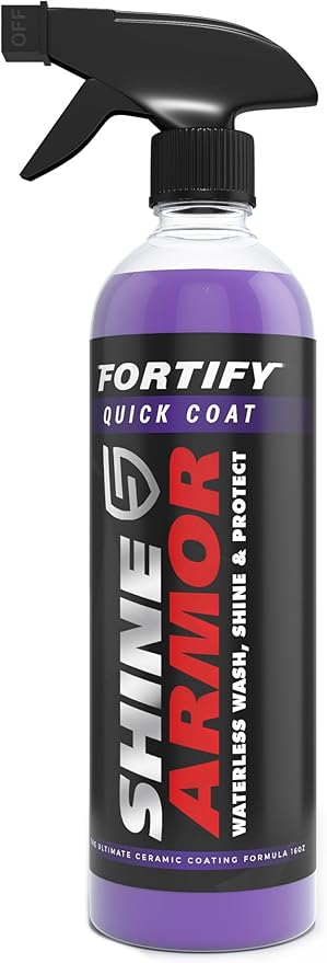SHINE ARMOR Fortify Quick Coat – 3-in-1 Ceramic Coating Spray (8oz) | Waterless Wash, Shine & Protection | Streak-Free, Hydrophobic Car Wax for Paint & Trim