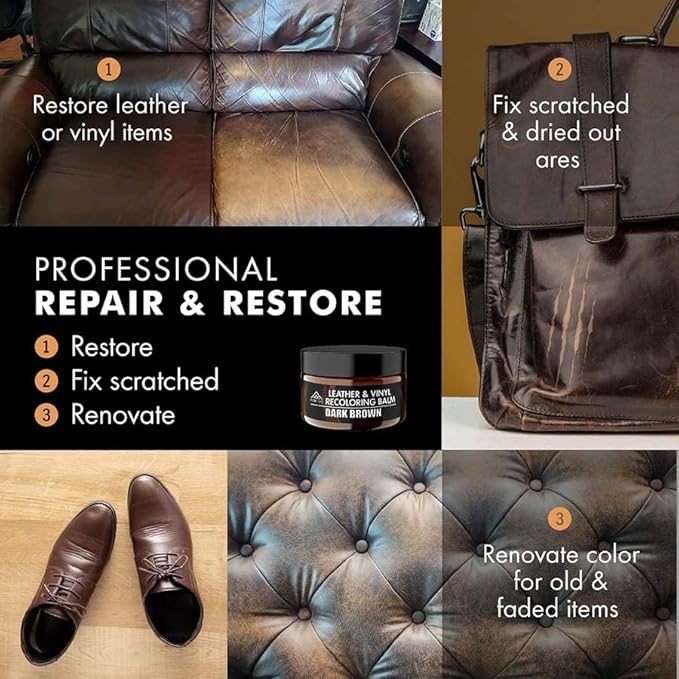 Leather Recoloring Balm, Color Restorer, Scratch Remover, Couch Paint and Repair, Leather Balm for Couches
