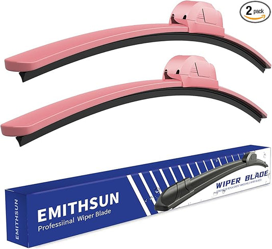 OEM QUALITY 15" + 15" Premium All-Seasons Durable Stable And Quiet Sakura Pink Windshield Wiper Blades (Set of 2)