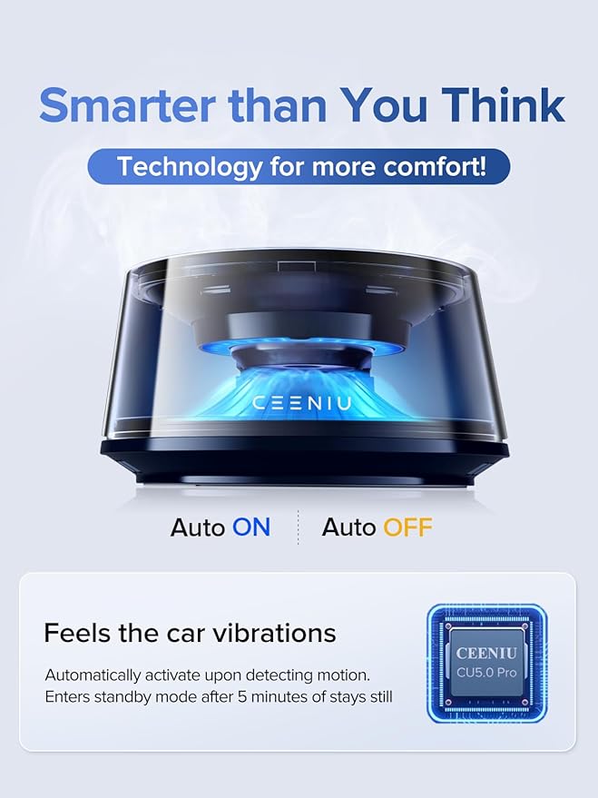 Ceeniu Smart Car Air Fresheners, Premium Scenic Fragrance Car Diffuser, Auto On/Off, Adjustable Intensity, Sandalwood Cologne & Cherry Blossom Lasts for 4 months, 2025 New CF8 Automotive Freshener