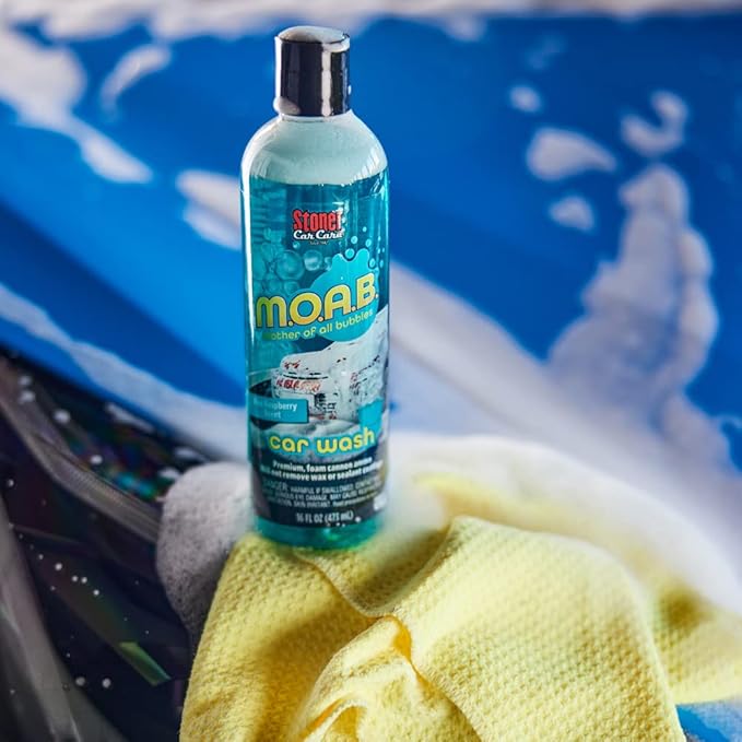 Stoner Car Care 91603-6PK 16-Ounce Mother Of All Bubbles M.O.A.B. High Foaming Car Wash For Foam Cannons, Foam Guns, Bucket Washes Safe on Car Wax and Sealant Coatings, Blue Raspberry Scent, Pack of 6