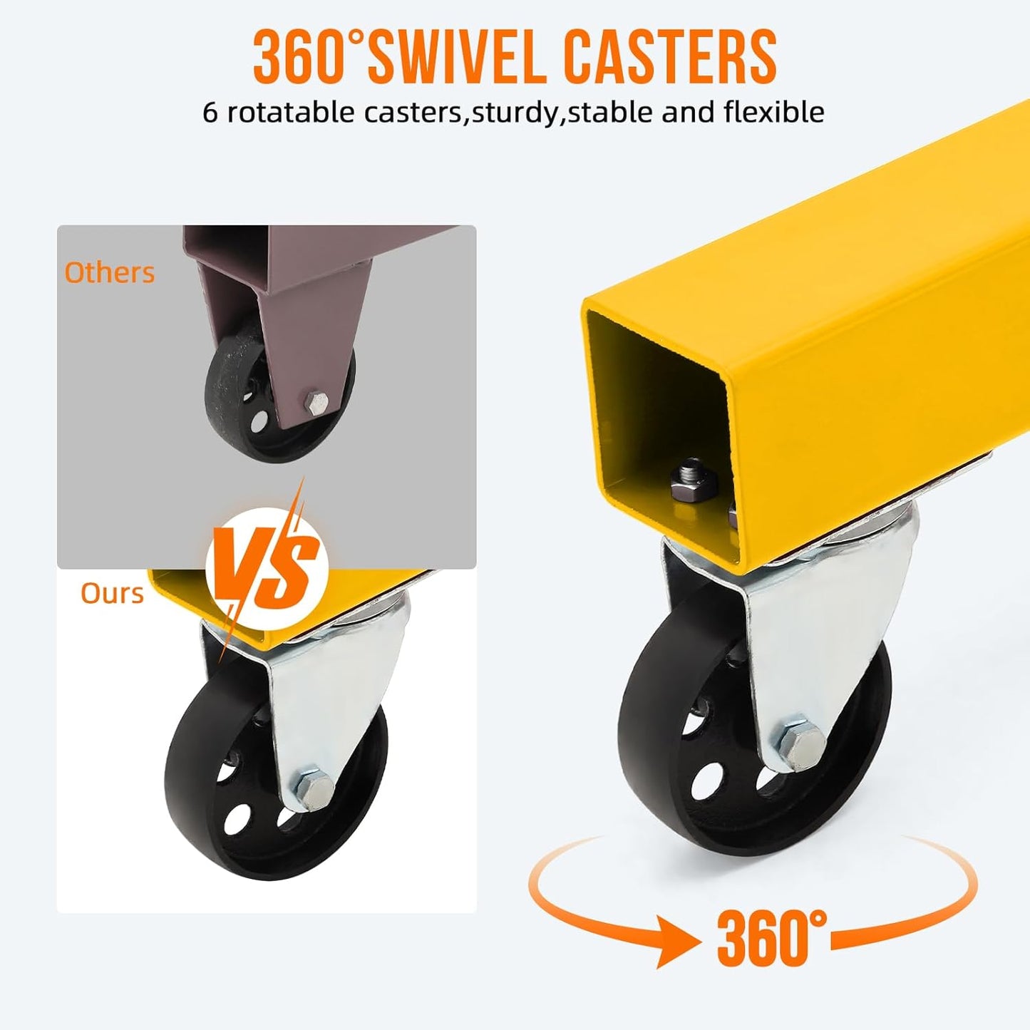 2 Ton Folding Engine Hoist with Lever, Cherry Picker Shop Crane Hoist Lift, 4400 Lbs Heavy Duty Steel Hydraulic Shop Engine Crane for Workshop and Garage, Yellow