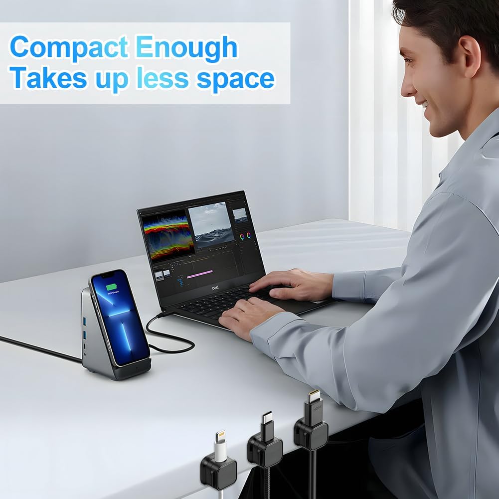 18 Pack Cord Organizer Holder,Magnetic Cable Clips Management,Easy Strong Adhesive Phone USB Charger Cord,Hide Or Organize Desk Cable for Kitchen,Office,Car,Nightstand（Black）