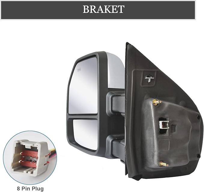 ReYee Towing Mirrors fit for 2015 2016 2017 2018 2019 2020 Ford F150 Pickup Truck with Power Heated Turn Signal Light Temperature Sensor Chrome Cap 8 Pin Plug tow mirrors