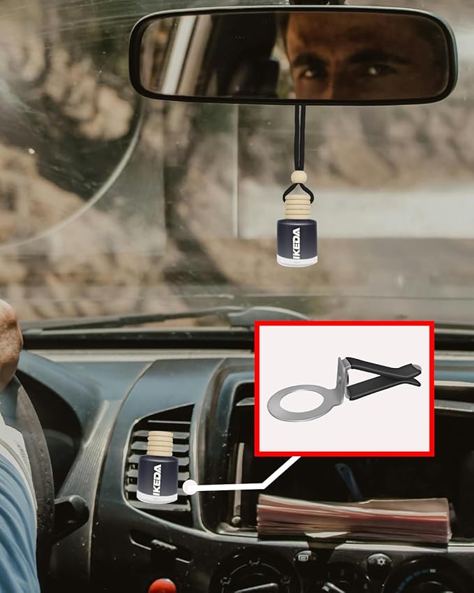 Car Air Freshener Hanging,Cylindrical Auto Scent with Vent Clip Bottle,45-Days Long Lasting Fragrance, Essential Oil Diffuser Odor Eliminator for Women (Circle, New Car)