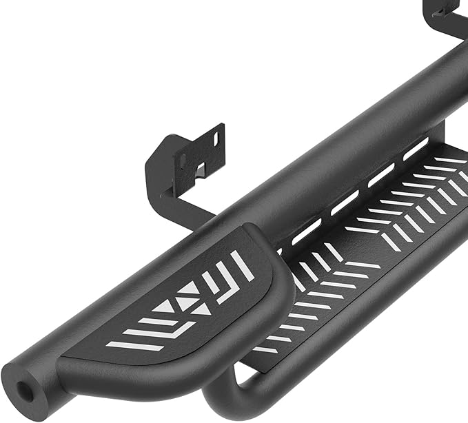 Three Raised Steps Crew Cab Running Boards Compatible for 2009-2014 Ford F150 F-150 SuperCrew Cab Super Duty Side Steps, Rail Nerf Bar Rock Sliders Two Stairs Design Side (4 Full Size Doors)