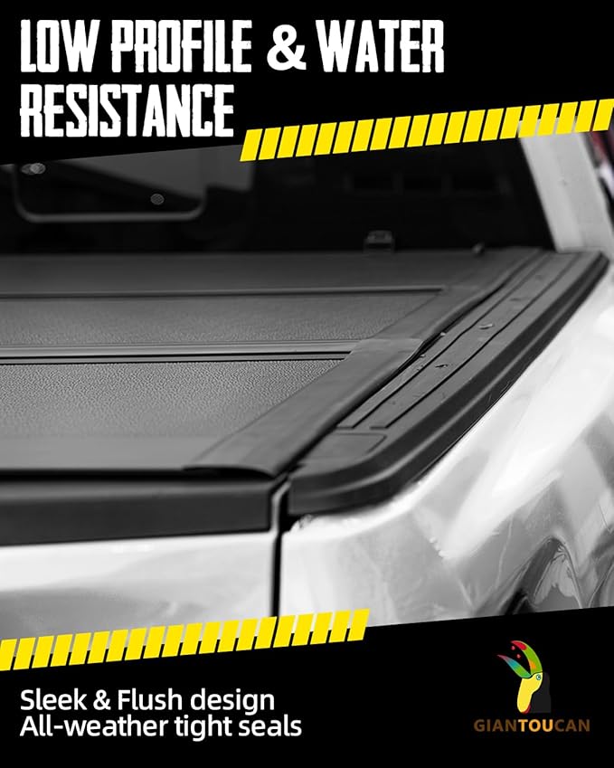 Hard Tri Fold Low-pro Tonneau Cover compitable with 2005-2025 Nissan Frontier 5ft Bed (58.6"), for Models with or Without The Deck Rail System