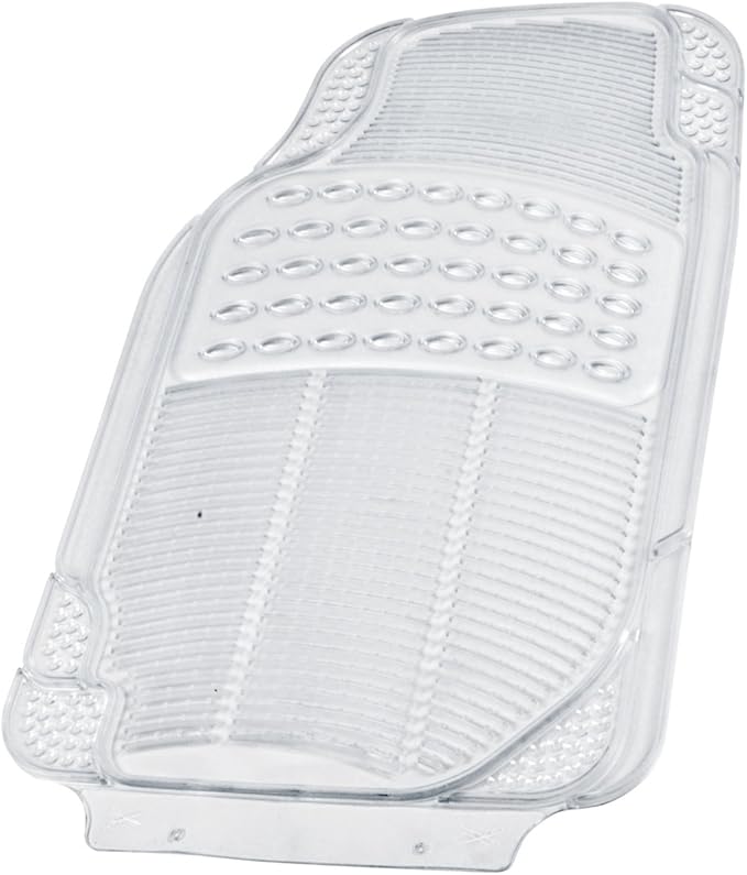 BDK 4-Piece Rubber Transparent Clear Floor Mats Heavy Duty for Front & Rear Car Truck Van SUV, All Weather Protection, Universal Fit