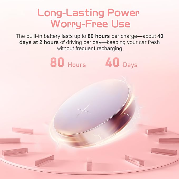 Pink Kitty Car Air Freshener with LED Lights & 4 Scented Pads – Subtle Fragrance, Decorative Auto Accessories