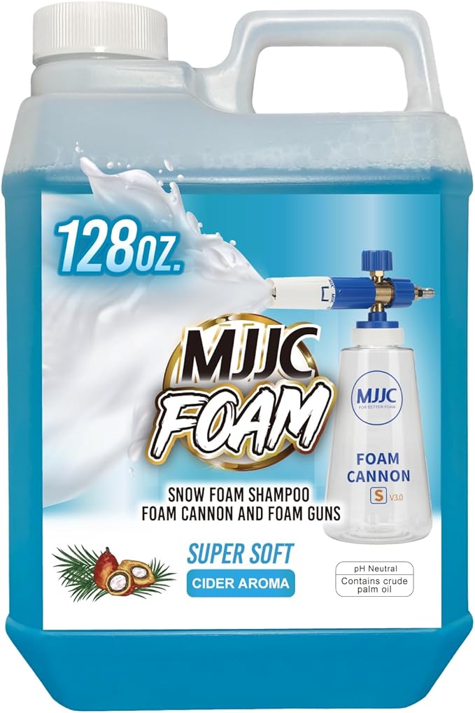 MJJC Foam (128 fl oz) Ultimate Snow Foam Car Wash Soap Specialized Car Shampoo for Foam Cannon and Pressure Washer, Safe for Cars (pH Neutral, 10x Concentrated) (Refreshing cider aroma)