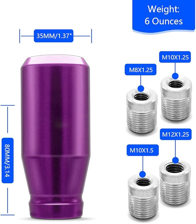 (Purple) Weighted Manual Universal Automatic Gear Shifter Shift Knobs with 4 Adapters Fit Compatible with Manual Cars Most Automatic Cars