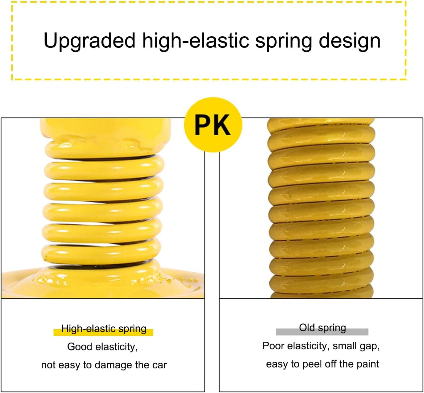 Safety Bollard Post, Spring Parking Post with Warning Stripes, Driveway Garage Security Post Barrier, Traffic Barricade Cones, for Indoor and Outdoor Parking(Yellow (2PCS))