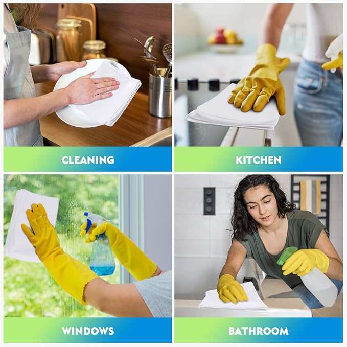 HOMEXCEL White Microfiber Cleaning Cloth 12 Pack, 12.5 x 12.5 inch Microfiber Towels for Cars, Ultra Absorbent Car Washing Cloth, Lint Free Streak Free Cleaning Rags for Car, Kitchen, and Window