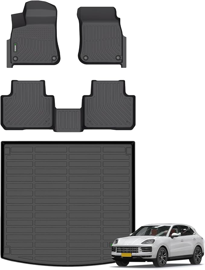 ANBINGO®- for Porsche Cayenne Floor Mats 2019-2025, Car Mats for Porsche Cayenne All Weather Mats Cargo Liner TPE Heavy Duty Non-Slip Automotive Fits Full Set Cayenne Accessories, Black
