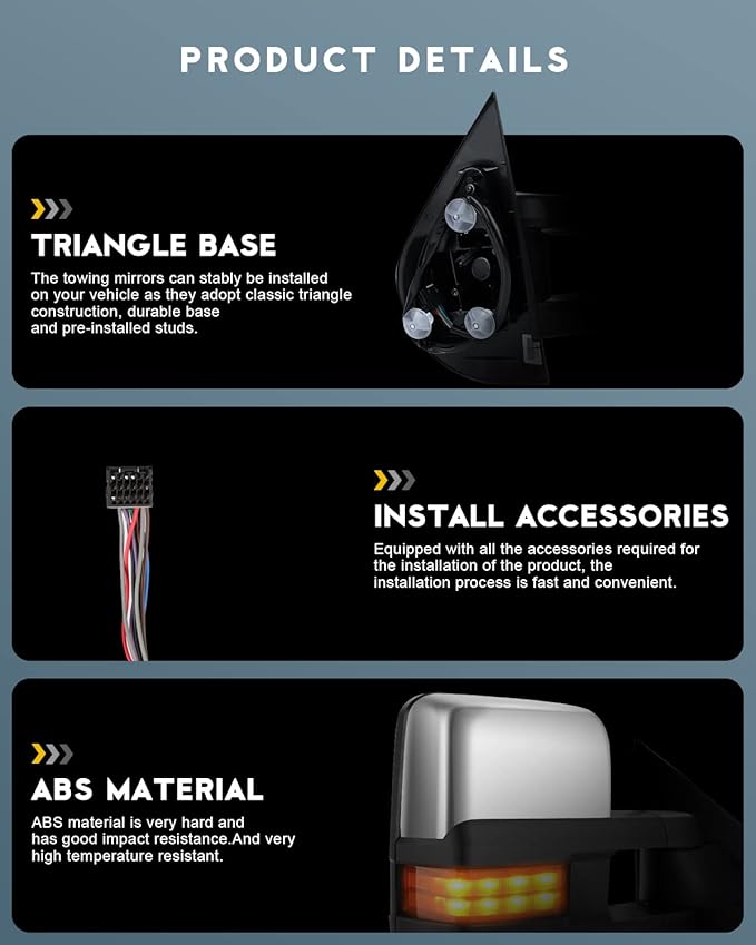 OCPTY Towing Mirror Fit For Chevy Silverado GMC Serria-Variantion 20250604 (2014-2020 Chrome Chevy/GMC-Power Heated)